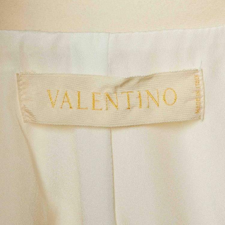 Pre Owned جاكيت فالنتينو فينتدج صوف كريمي مخلوط بجيب أمامي مقاس كبير - لارج