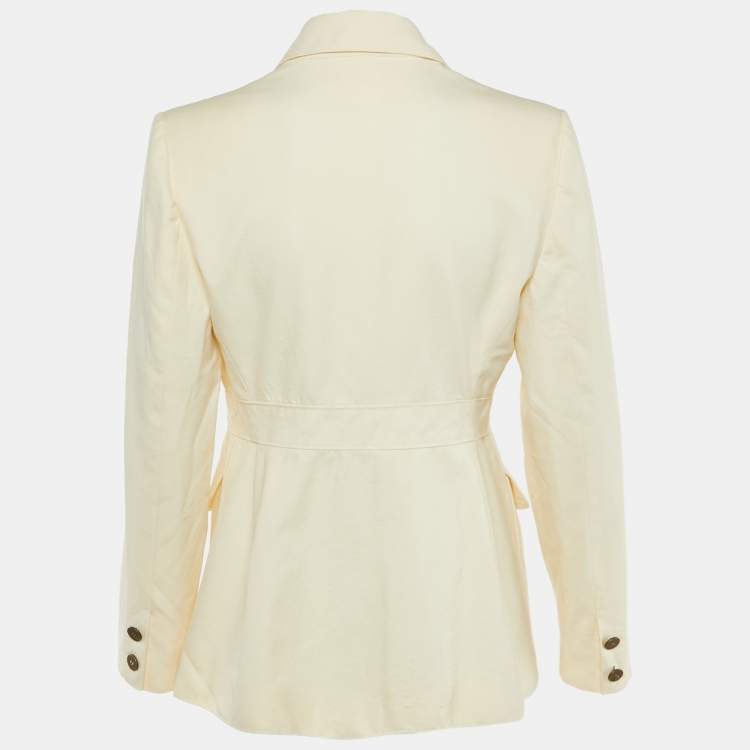 Pre Owned جاكيت فالنتينو فينتدج صوف كريمي مخلوط بجيب أمامي مقاس كبير - لارج