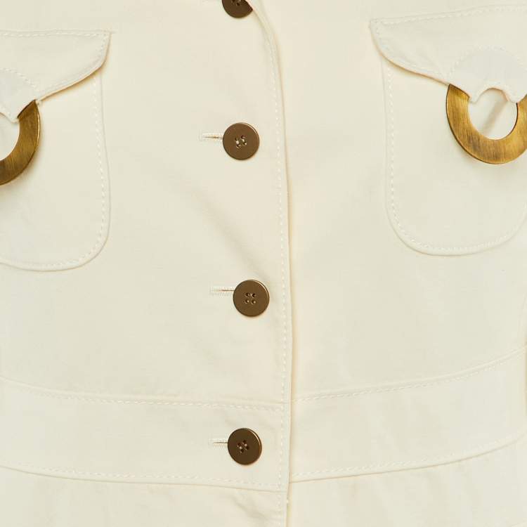 Pre Owned جاكيت فالنتينو فينتدج صوف كريمي مخلوط بجيب أمامي مقاس كبير - لارج