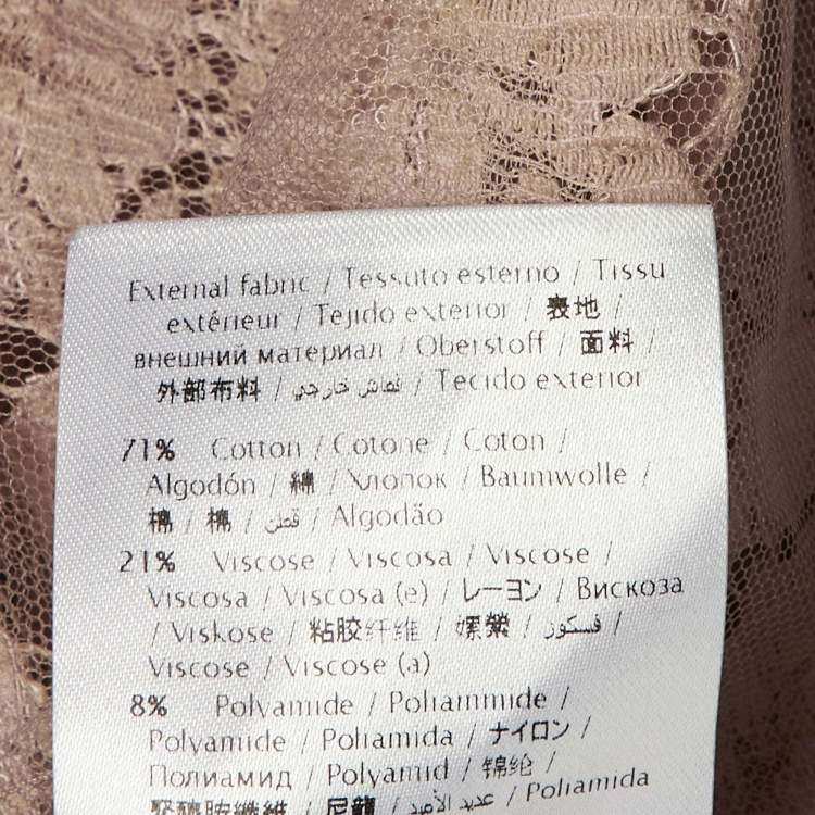 Pre Owned Valentino Pink Floral Lace Scalloped Top M