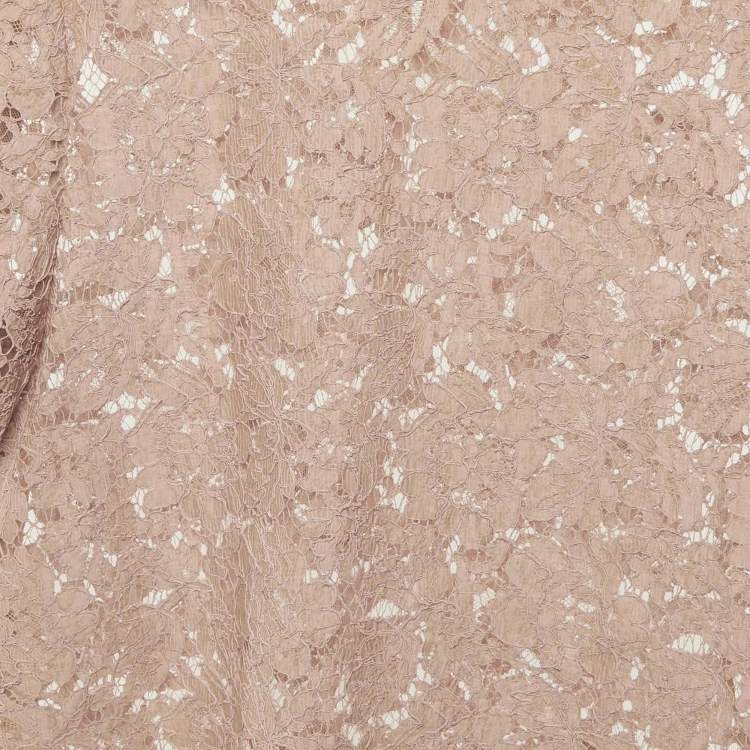 Pre Owned Valentino Pink Floral Lace Scalloped Top M