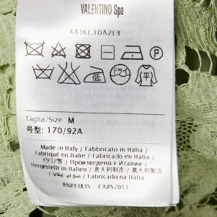 Pre Owned بلوزة فالنتينو دانتيل وتريكو خضراء واسعة مقاس وسط