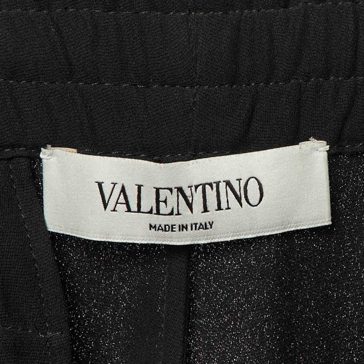 Pre Owned Valentino Black Silk Drawstring Trousers S 