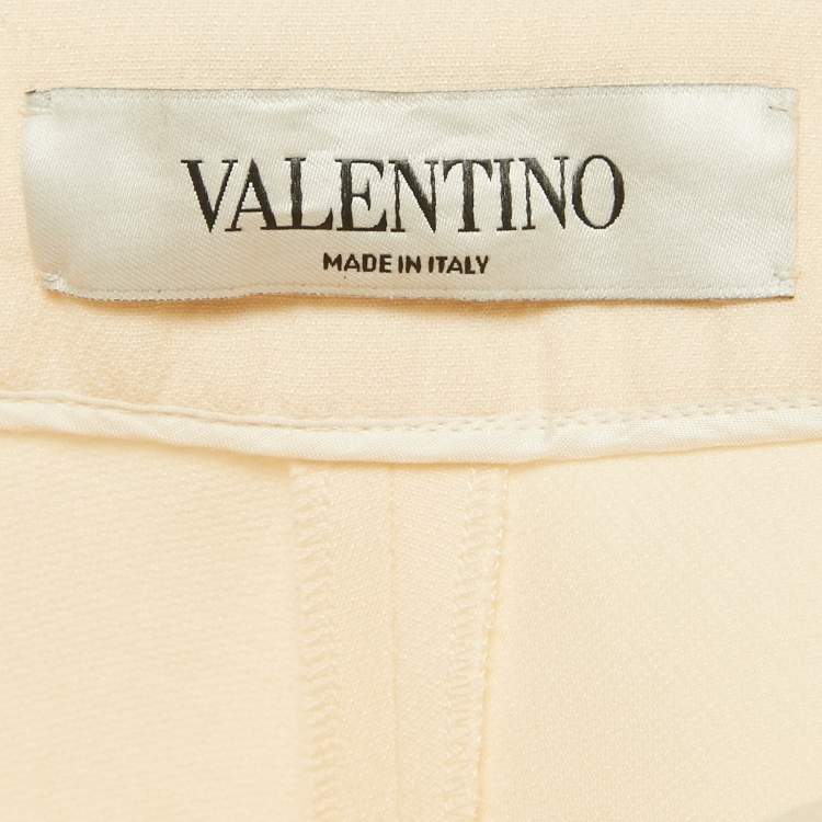 Pre Owned Valentino Beige Wool & Silk V -Detail Shorts M
