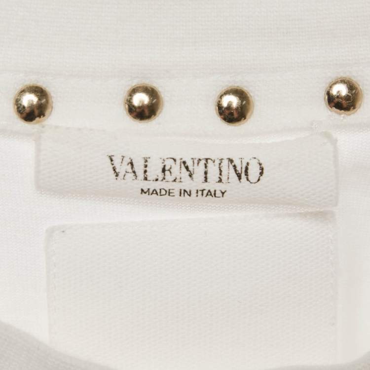 Pre Owned Valentino Garavani White Rockstud Jersey Crewneck T-Shirt S