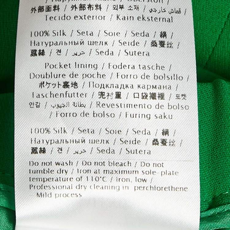 Pre Owned Valentino Green Silk Drawstring Wide Leg Trousers L