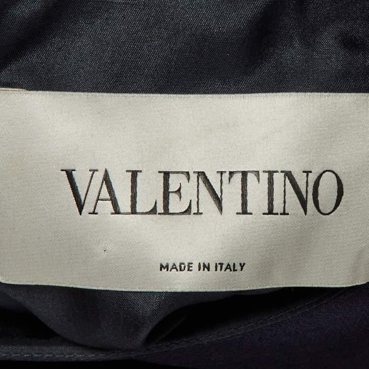 Pre Owned Valentino Navy Blue Wool & Silk Bow Detail Mini Dress S