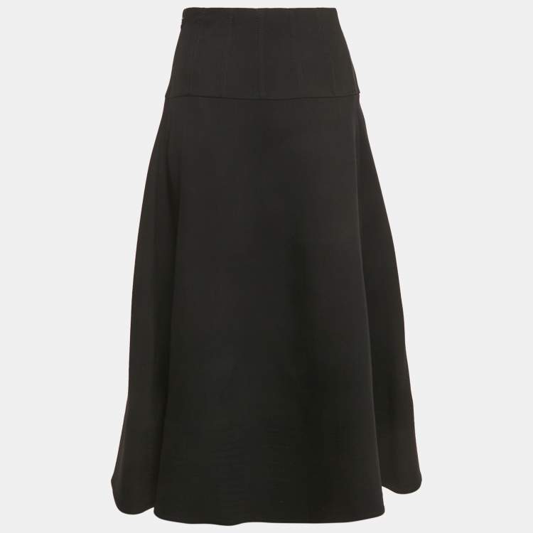 Pre Owned Valentino Black Wool Midi Skirt M