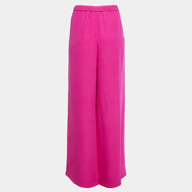 Pre Owned Valentino Pink Silk Drawstring Trousers L