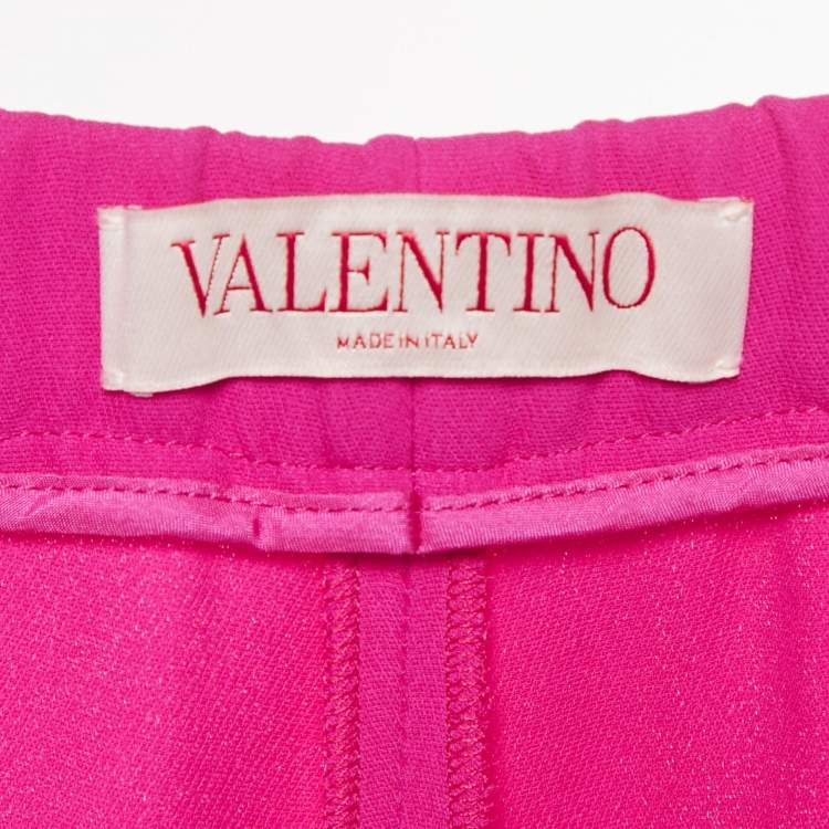 Pre Owned Valentino Pink Silk Drawstring Trousers L