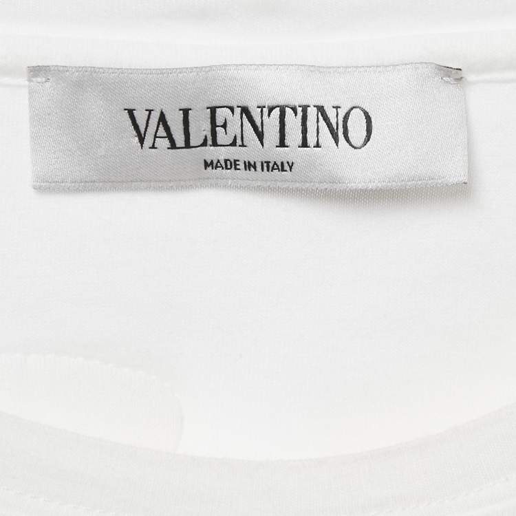 مملوكة مسبقًا Valentino White Butterfly Applique Jersey T-Shirt S