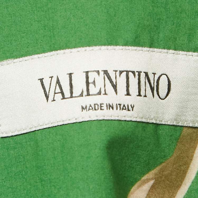 Pre Owned Valentino Green Floral Print Cotton Oversized Shirt S