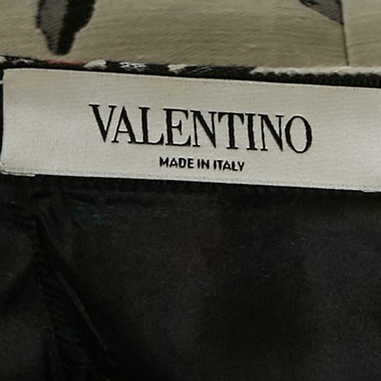 Pre Owned Valentino White Floral Jacquard Pencil Skirt S 