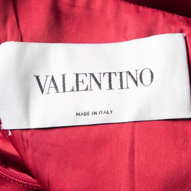 Pre Owned Valentino Red Bow Detail One Shoulder Dress M