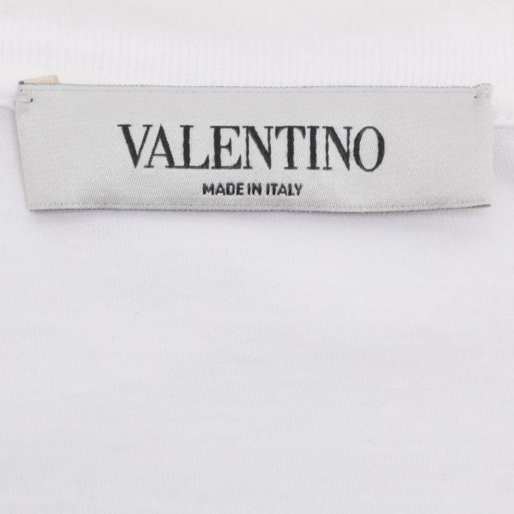 Pre Owned Valentino White/Black Lace and Jersey Logo Tops XL