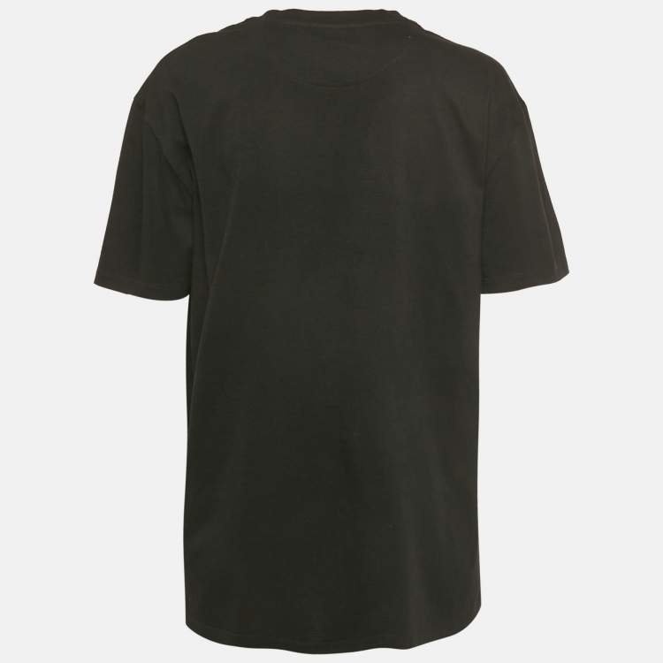 مملوكة مسبقًا Valentino Black Cotton VLTN Appliqued Crew Neck T-Shirt M