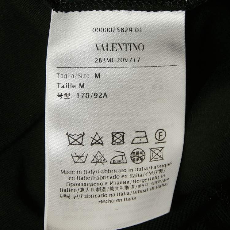 Pre Owned Valentino Black Sequined Cotton Half Sleeve T-Shirt M