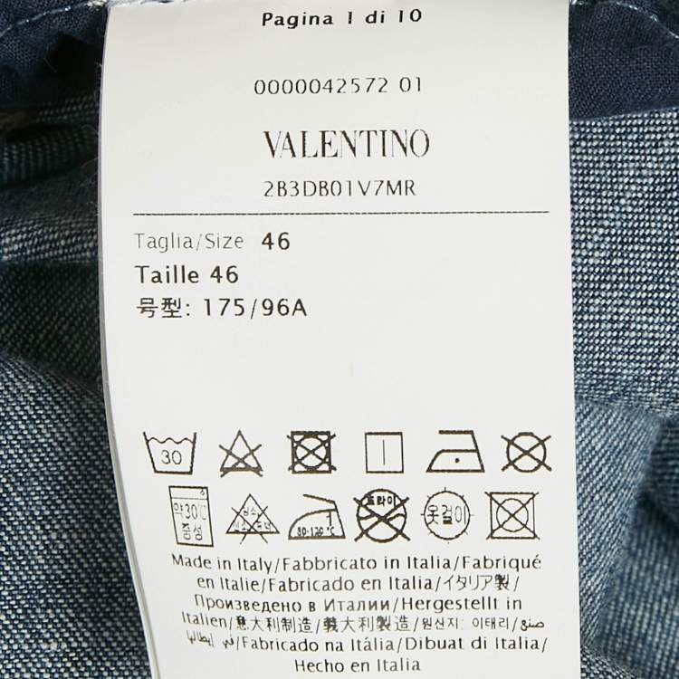 Pre Owned Valentino Navy Blue Denim Button Front Blazer L