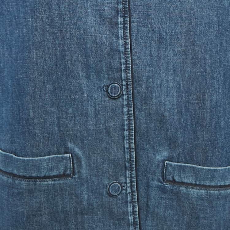 Pre Owned Valentino Navy Blue Denim Button Front Blazer L