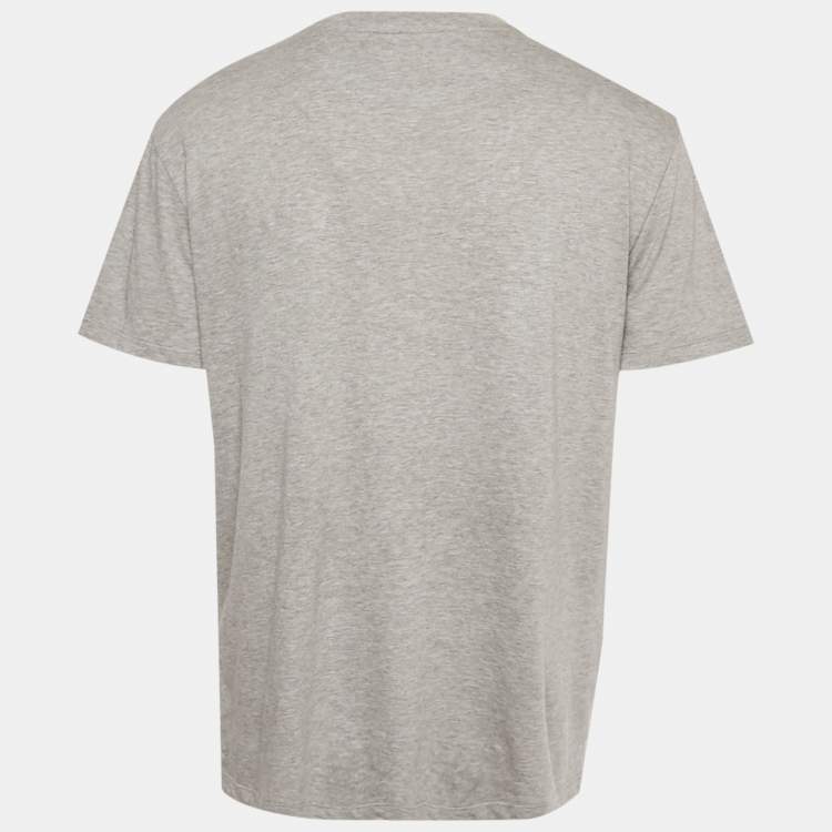 Pre Owned Valentino Grey Logo Printed Cotton nit Embellished Detail T-Shirt L