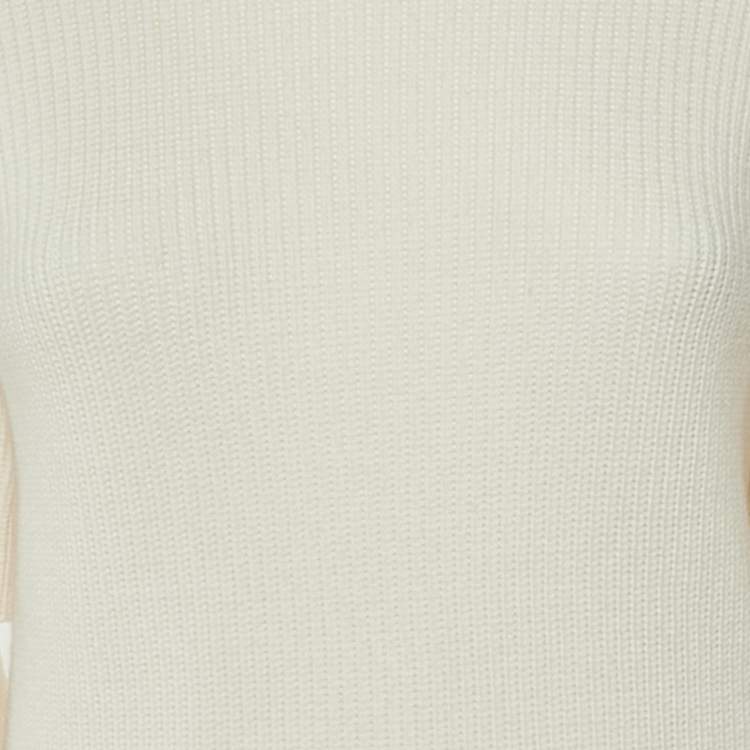 مملوكة مسبقًا Valentino Cream Wool Knit Ruffle Sleeve Jumper S