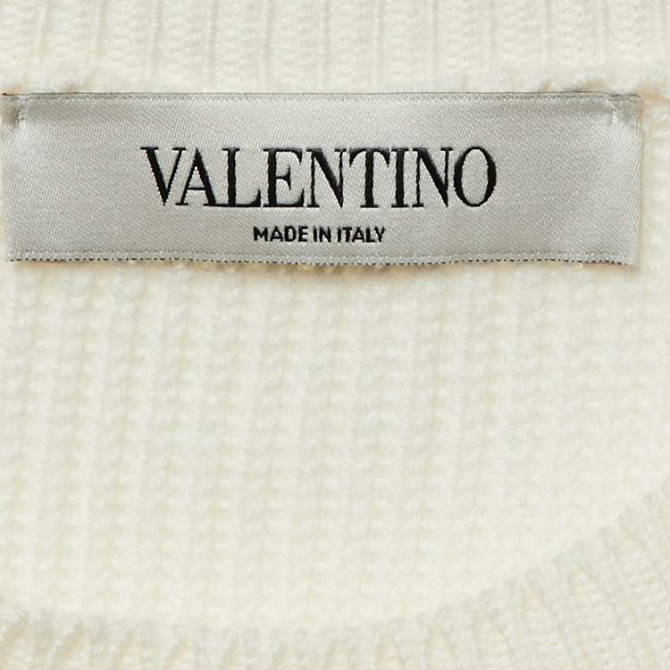 مملوكة مسبقًا Valentino Cream Wool Knit Ruffle Sleeve Jumper S