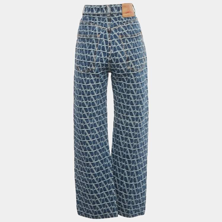 مملوكة مسبقًا Valentino Blue Toile Iconographe Denim Jeans S/Waist 27"