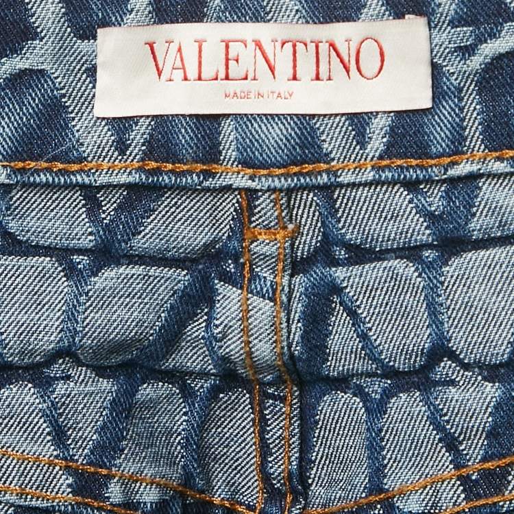 مملوكة مسبقًا Valentino Blue Toile Iconographe Denim Jeans S/Waist 27"