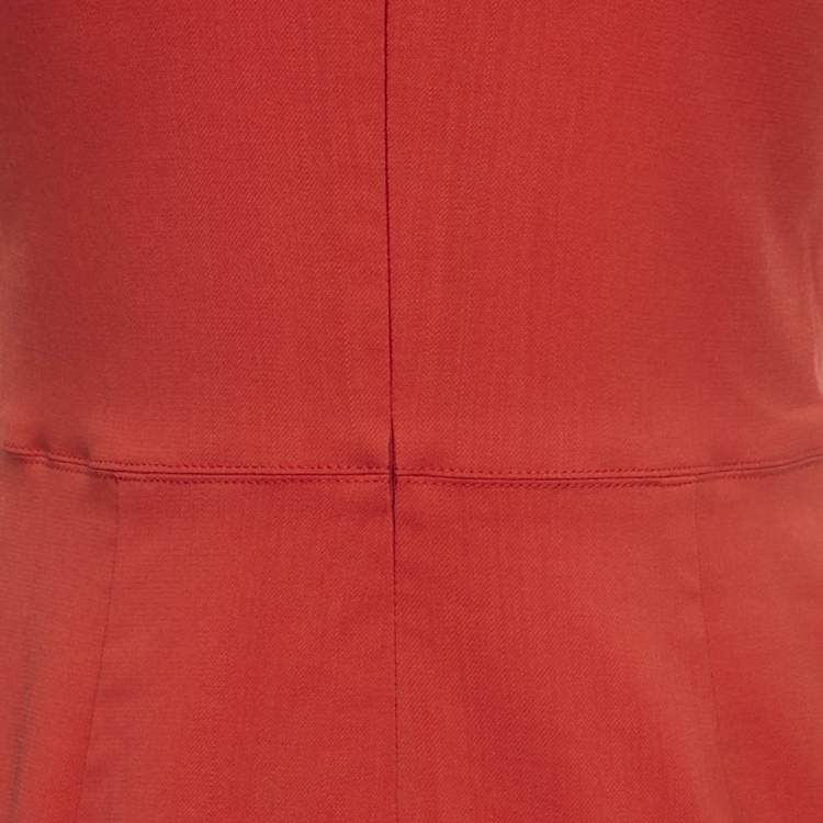 Pre Owned Valentino Red Floral Applique Wool Sheath Dress M