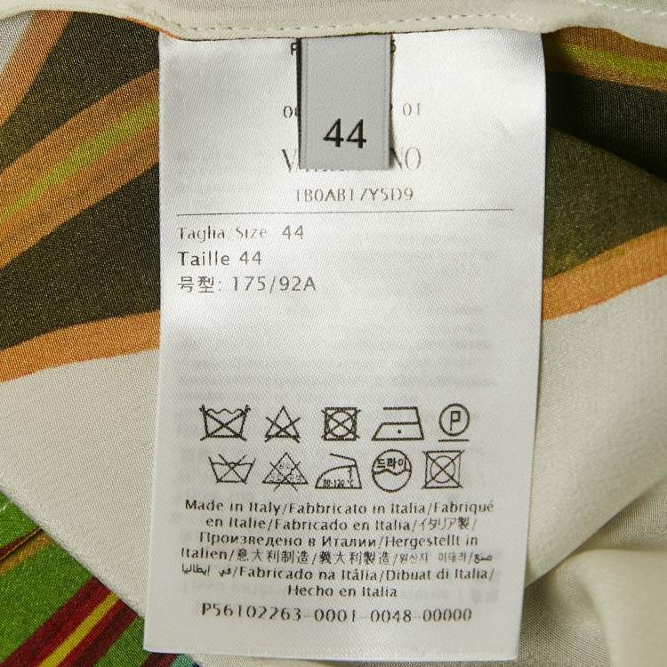Pre Owned Valentino Green Printed Silk Shirt M