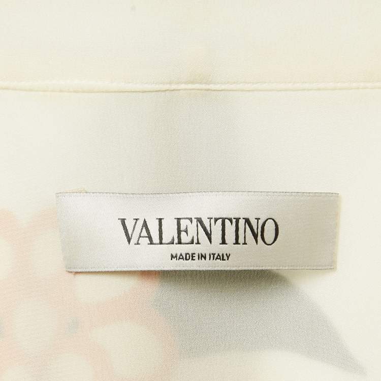 Pre Owned Valentino Green Printed Silk Shirt M