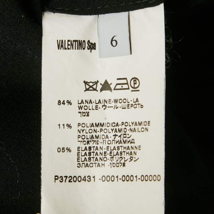 Pre Owned Valentino Black Wool Scallop Trim Short Dress M