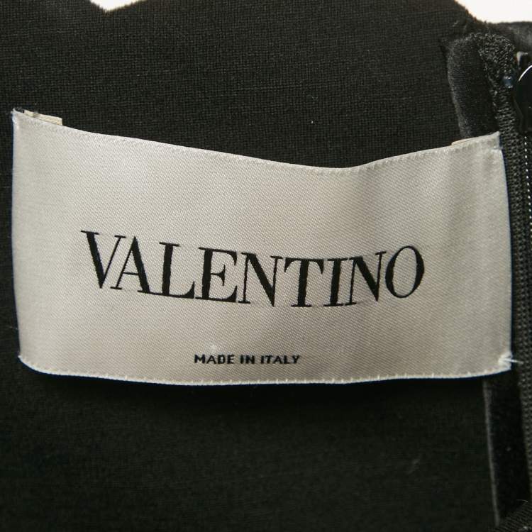 Pre Owned Valentino Black Wool Scallop Trim Short Dress M