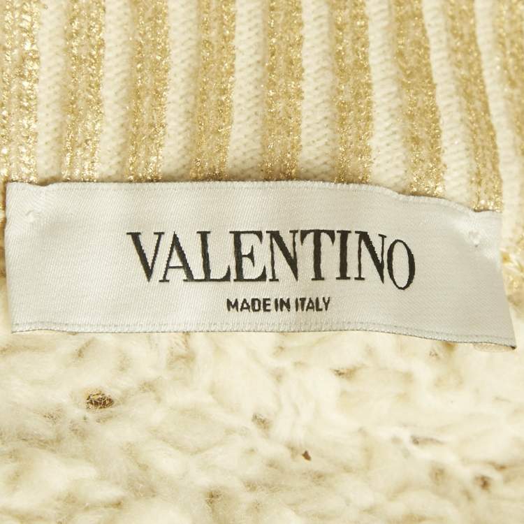 Pre Owned Valentino Gold Metallic Coated Knit Mini Skirt XS