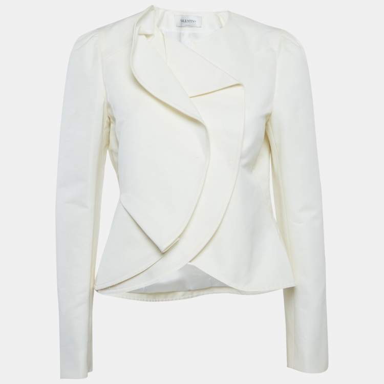Pre Owned Valentino Off-White Cotton Cross-Over Jacket M