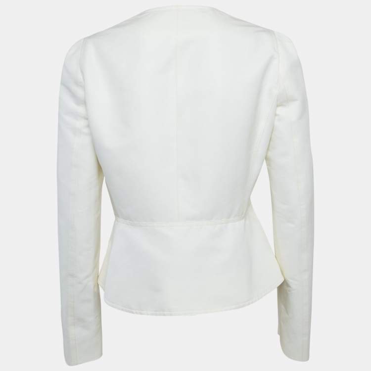 Pre Owned Valentino Off-White Cotton Cross-Over Jacket M