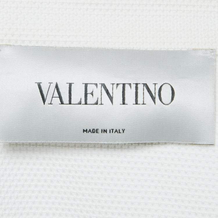 Pre Owned Valentino White Waffle Knit Scallop Jacket M