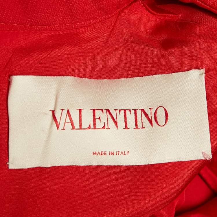Pre Owned Valentino Red Wool & Silk Crepe Collared Mini Dress S