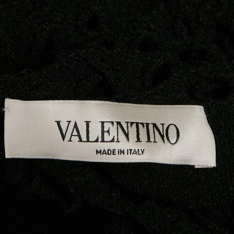 Pre Owned Valentino Black Stretch Mesh Knit Pull Over M