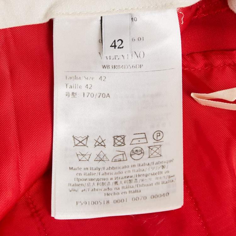 Pre Owned Valentino Red Crepe Belted High Rise Trouser M