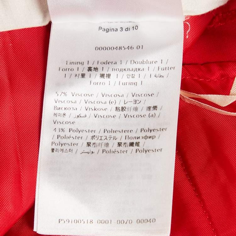 Pre Owned Valentino Red Crepe Belted High Rise Trouser M