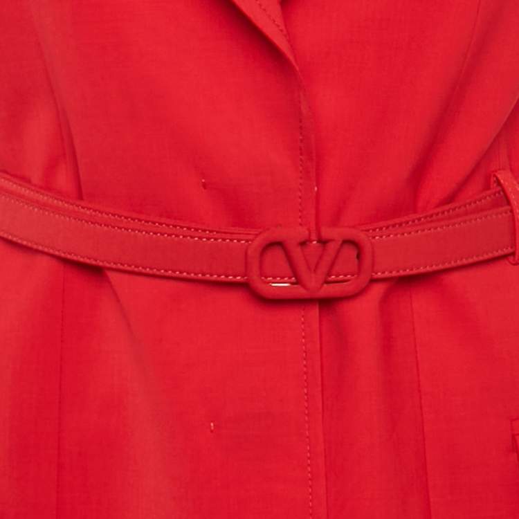 Pre Owned فستان فالنتينو كريب بحزام أحمر قصير مقاس متوسط