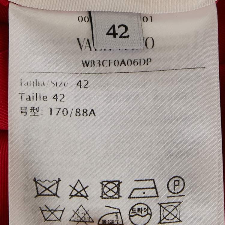 Pre Owned فستان فالنتينو كريب بحزام أحمر قصير مقاس متوسط