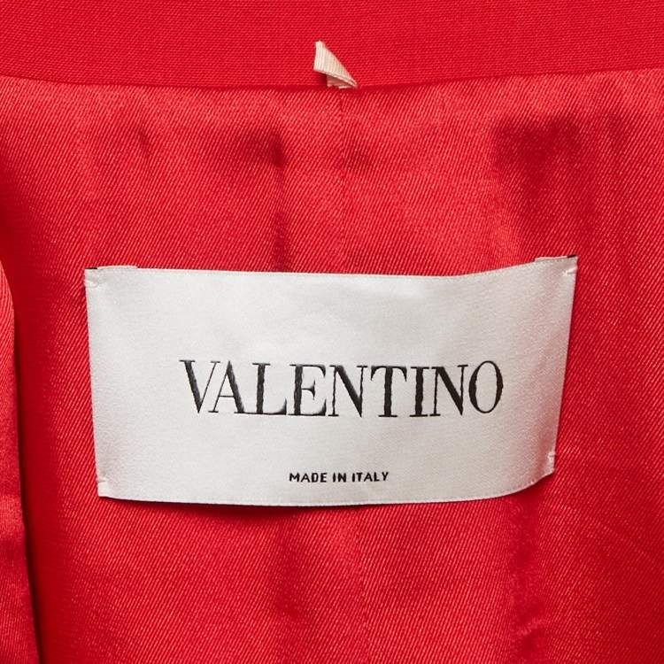 Pre Owned فستان فالنتينو كريب بحزام أحمر قصير مقاس متوسط