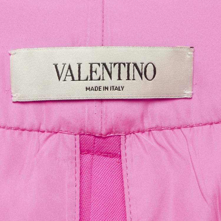 مملوكة مسبقًا Valentino Neon Pink Wool Pleated Knee-Length Shorts M