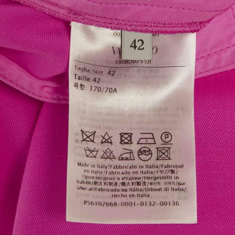 مملوكة مسبقًا Valentino Neon Pink Wool Pleated Knee-Length Shorts M