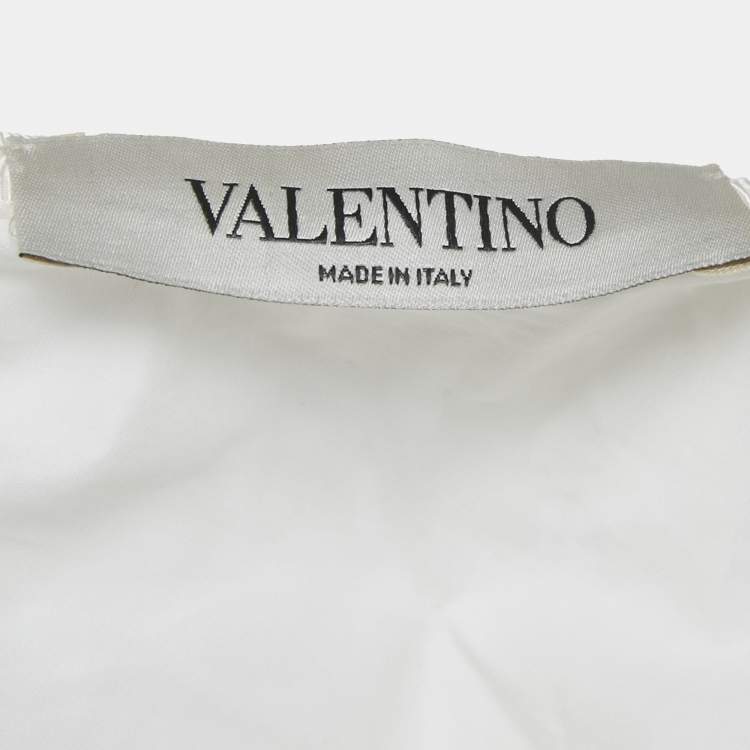 Pre Owned Valentino White Floral Lace Pleated Maxi Skirt S