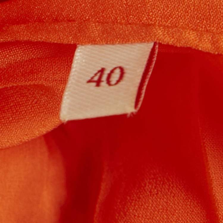 Pre Owned Valentino Orange Lace Midi Skirt M