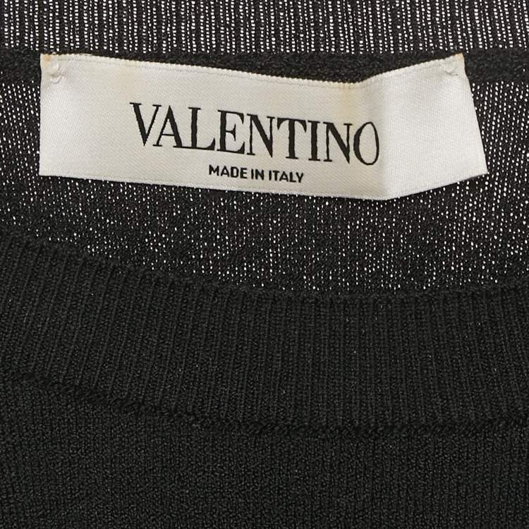 Pre Owned Valentino Black Knit Puff Sleeve Top S