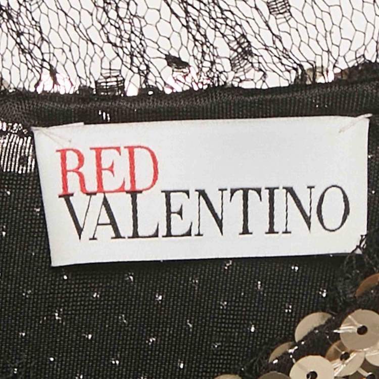 Pre Owned Valentino Gold Sequin Jersey Long Sleeve Mini Dress XL